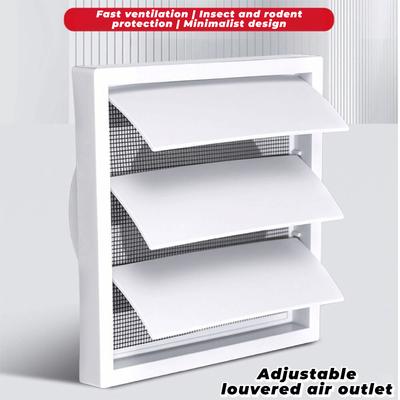 Vent Systems White Vent Cover Grille With Screen Plastic Exhaust Vent Cover One-Directional Air Exhaust Grille
