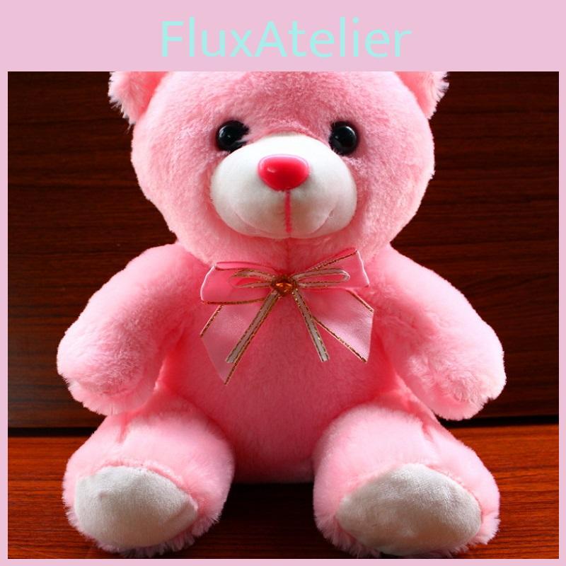 Small Flash Led Teddy Bear Stuffed Animal Plush Soft Hug Toy Baby Gift Girls