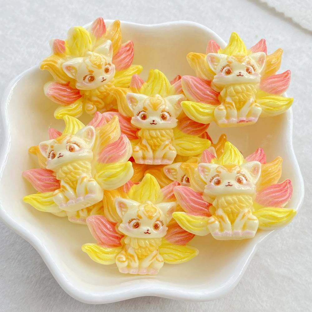 10Pcs Cute ResinMixed Rainbow Cartoon Cat Flatback Figurines - for Scrapbooking, Wedding Decor & DIY Jewelry Making Accessories