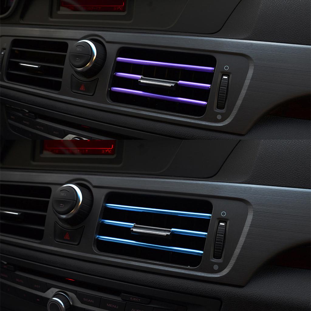 10pcs Car Air Conditioner Vent Trim Colorful PVC Stylish Interior Moulding Strip for Decoration
