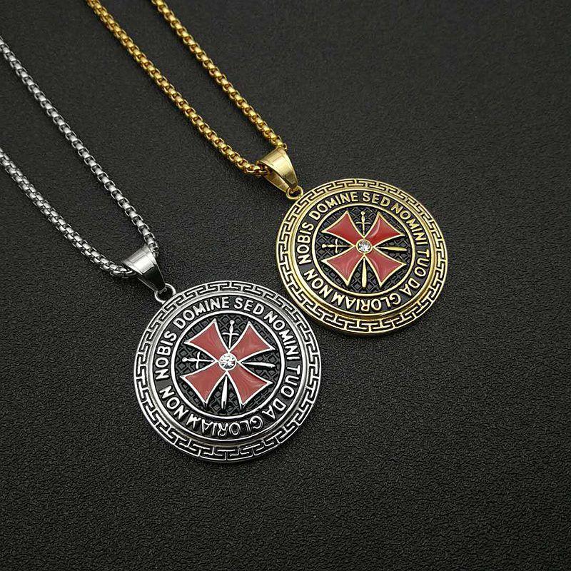 European and American Jewelry, Gold-plated and Diamond Knights Templar Pendant Necklace 2026