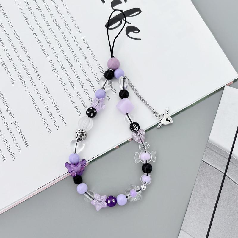 Aesthetic Beaded Phone Charms With Cute Butterfly Heart Pendants Colorful Acrylic Beads For Teen Girls Gifts Phone Decoration