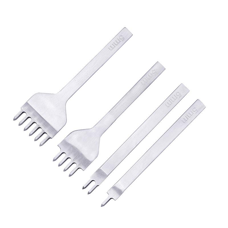 4Pcs Prong Leather Craft Tool Diy Leather Tools Hole Punches Stitching for Leather Belt Punch Tools