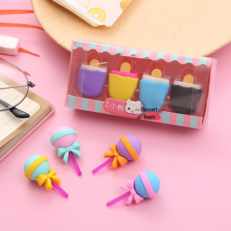 Gommes à desserts en boîte - Cadeaux et fournitures scolaires mignons pour les élèves