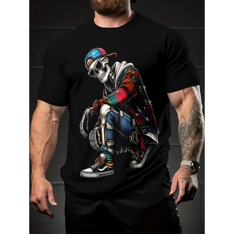 European Sizes Men's 3D Print Fashion T-Shirt - Casual, Machine Washable, Round Neck, Non-Transparent - Perfect for Summer