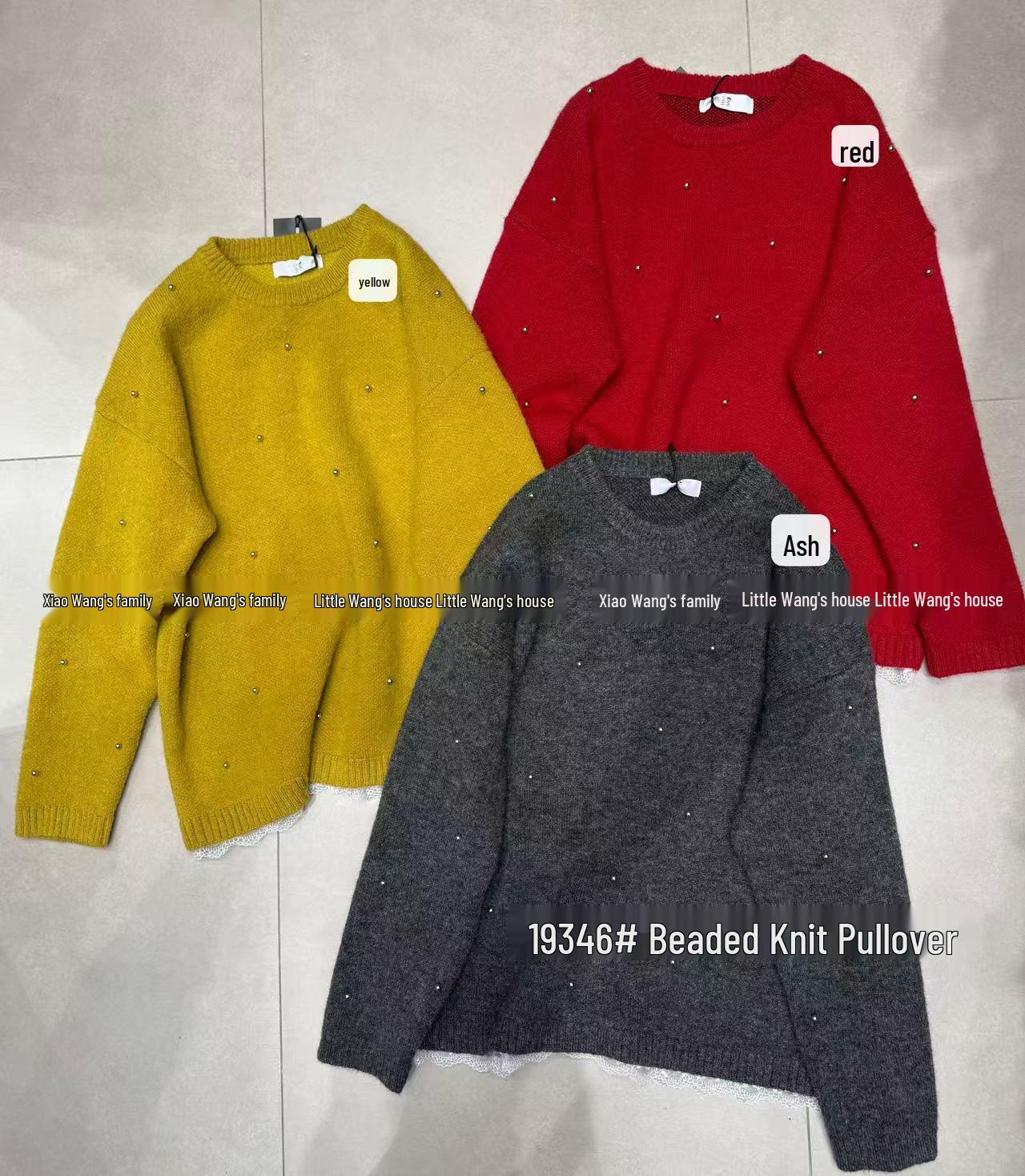 

Повседневный вязаный свитер большого размера в корейском стиле с бисером от Сяо Вана One Size жёлтый