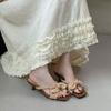Fashion Low Heel Female Slides Women Slippers Shoes Luxury Footwear Fashion Butterfly-Knot Ladies Heeled Slippers Sandals Shoes Pumps