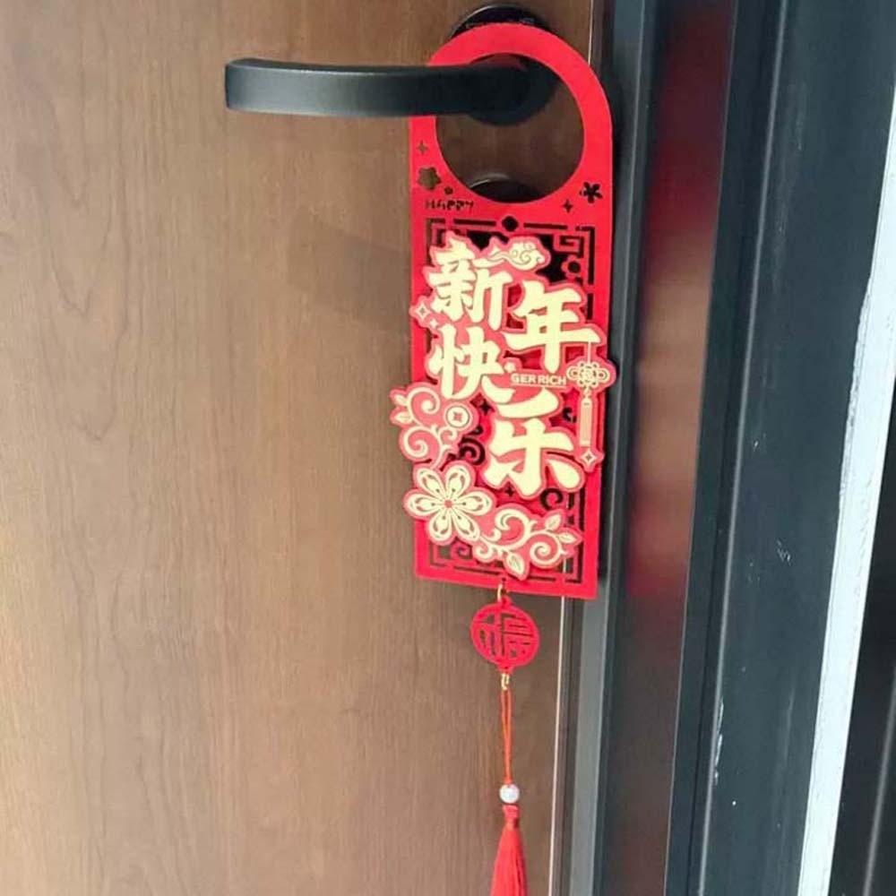 Cartoon Horse Year Doorknob Pendant with Tassel Spring Festival Lucky Pendant  Home Decoration