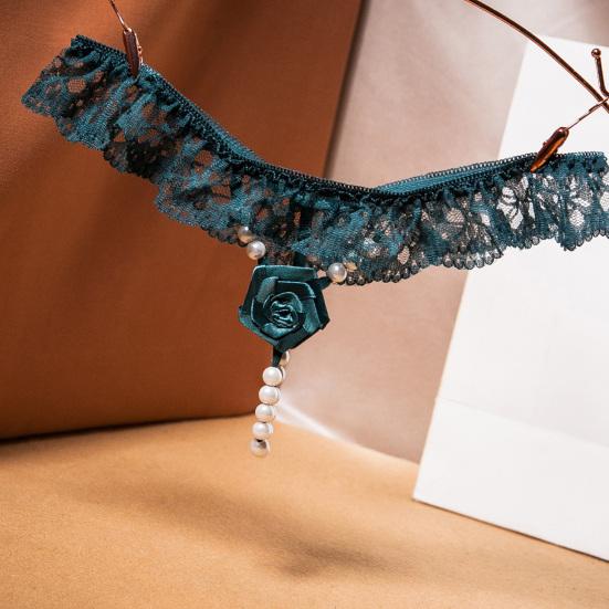 Dámské G-string Tanga Umělý perlový dekor Krajka Tkanina Růžový dekor Pornografický náramek Jednobarevné Líbánky Svatební noc Dámské kalhotky