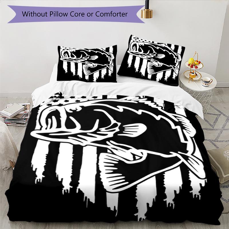 3pcs Nash Tackle Pattern Bedding Set Duvet Cover Set Includes Duvet Cover &pillowcases, Perfect All Season Bedroom Decoration & Gift