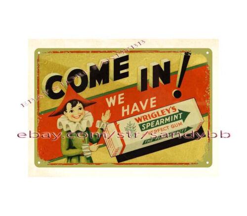 Wrigleys Spearmint Gum metal tin sign office bar interior home garden decorationAluminum 20x30cm（7.8x11.8inch）