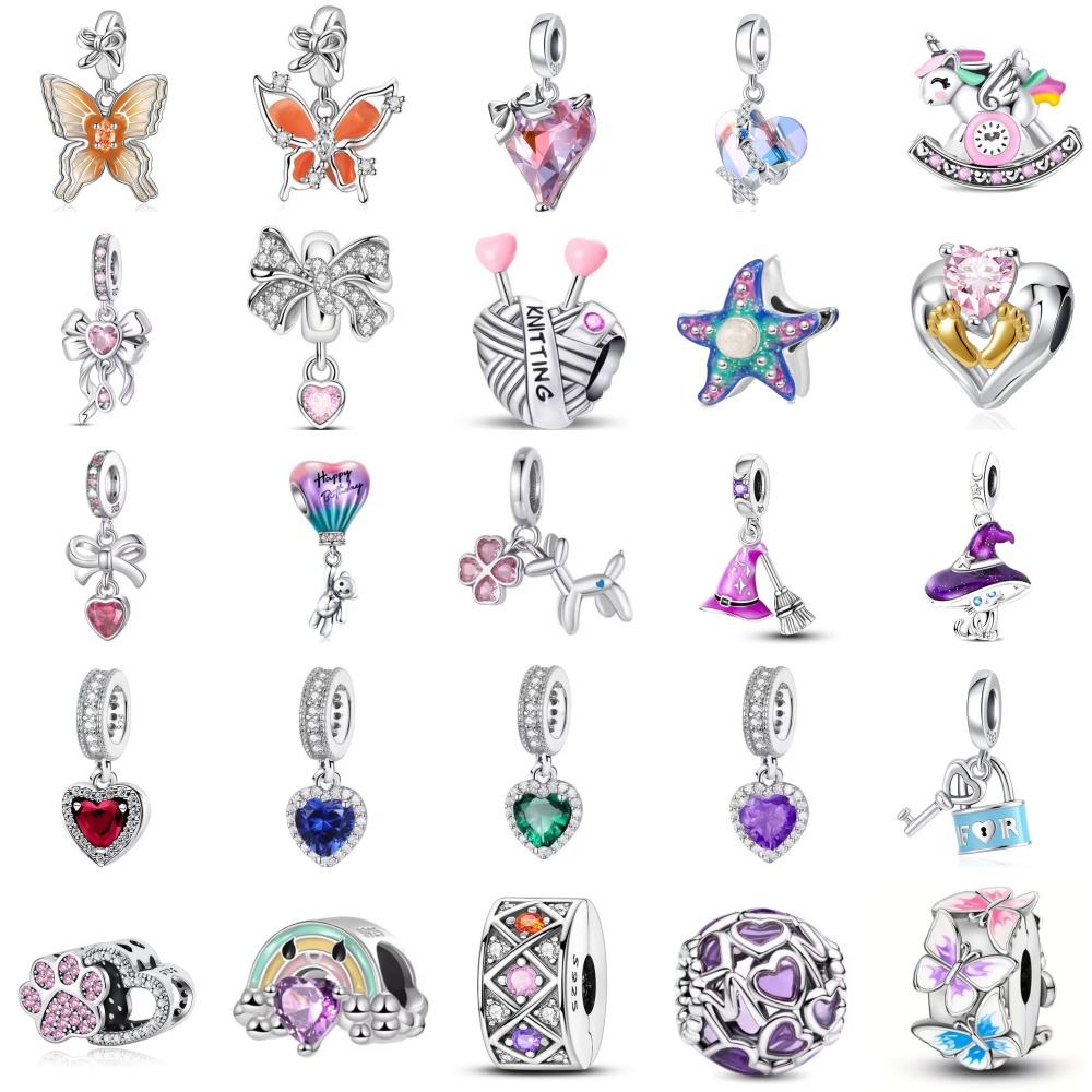 New Copper Pendant Exquisite Butterfly Red Heart-Shaped Pendant Fit Original Bracelet Diy Women'S Jewelry Gift