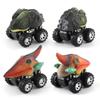 6Pcs Pack - Boy Racing Dinosaur Toy Shatter-resistant Dinosaur Pull Back Car Simulation Tyrannosaurus Triceratops Model Off-road Vehicle