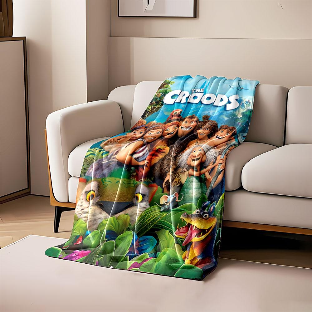 

Vivid prehistoric scene with colorful animals and lush jungle elements. for all seasons blanket lunch break throw gift 80cm x 120cm