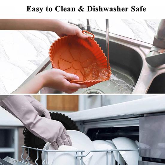 Silicone Air Fryer Liners for 3 to 5 QT Air Fryer Dishwasher Safe Reusable Non-Stick Pot Liner Heat Resistant Replacement