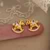 Real gold electroplated silver needle zircon pony stud earrings new Chinese niche natal year earrings light luxury high-end earrings women
