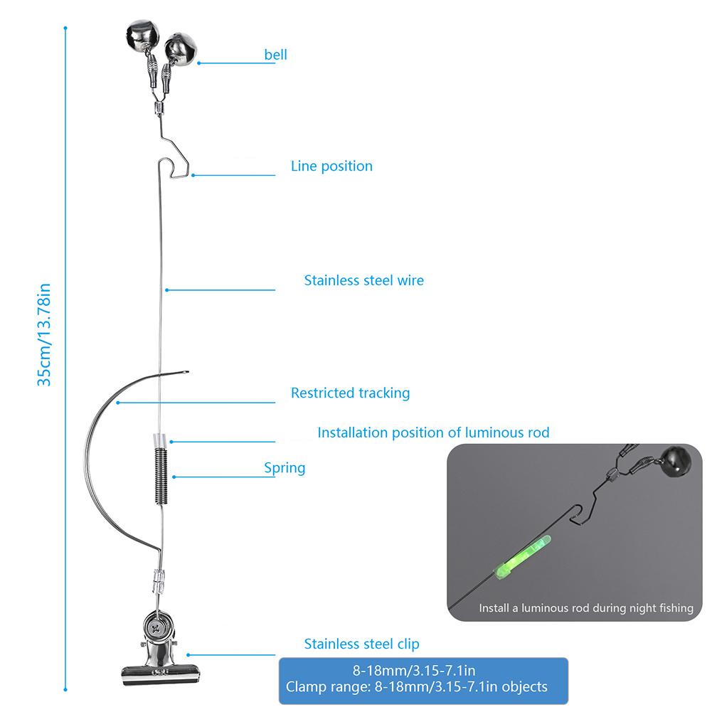 Fishing Rod Bite Bait Alarm Stainless Steel Night Fishing Alarm Bells Carp Tackle Anti-corrosion Anti-rust Fishing Equipment