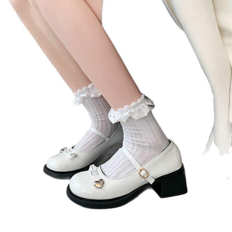 French retro high-heeled Mary Jane shoes for women's 2025 spring new college-style jk heightening black British-style single shoes