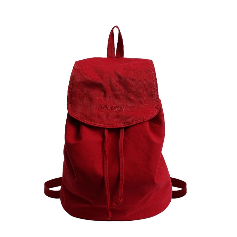 

Solid Color Nylon Backpacks Large Capacity Student Schoolbag Korean Nylon Shoulder Bags Unisex красный
