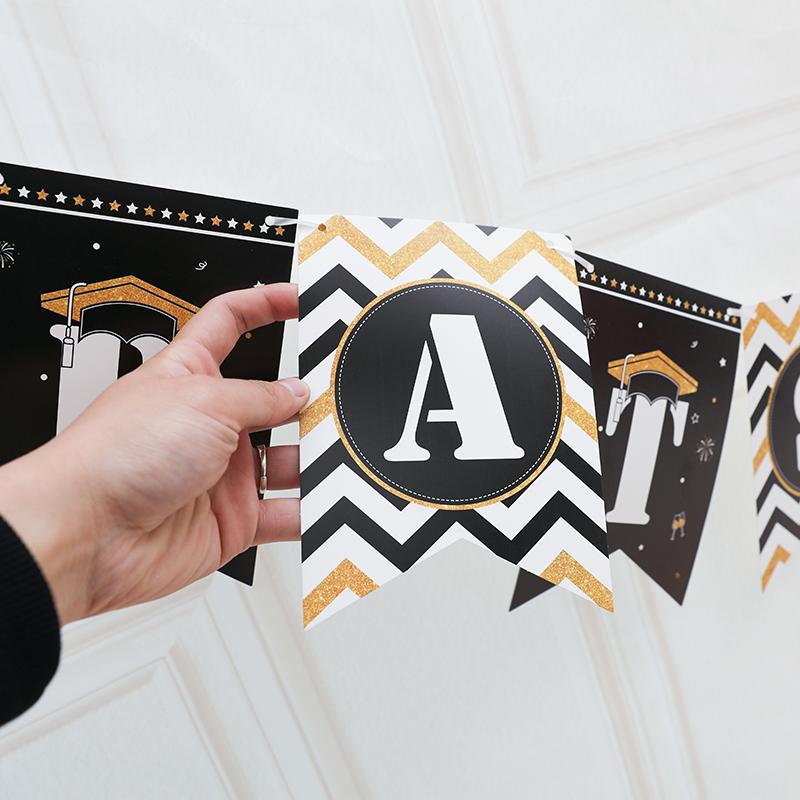 2025 Congrates Grad Banner Garland Star Paper Bunting Set Graduation Party Decoration Supplies Congratulation Garland Flags New