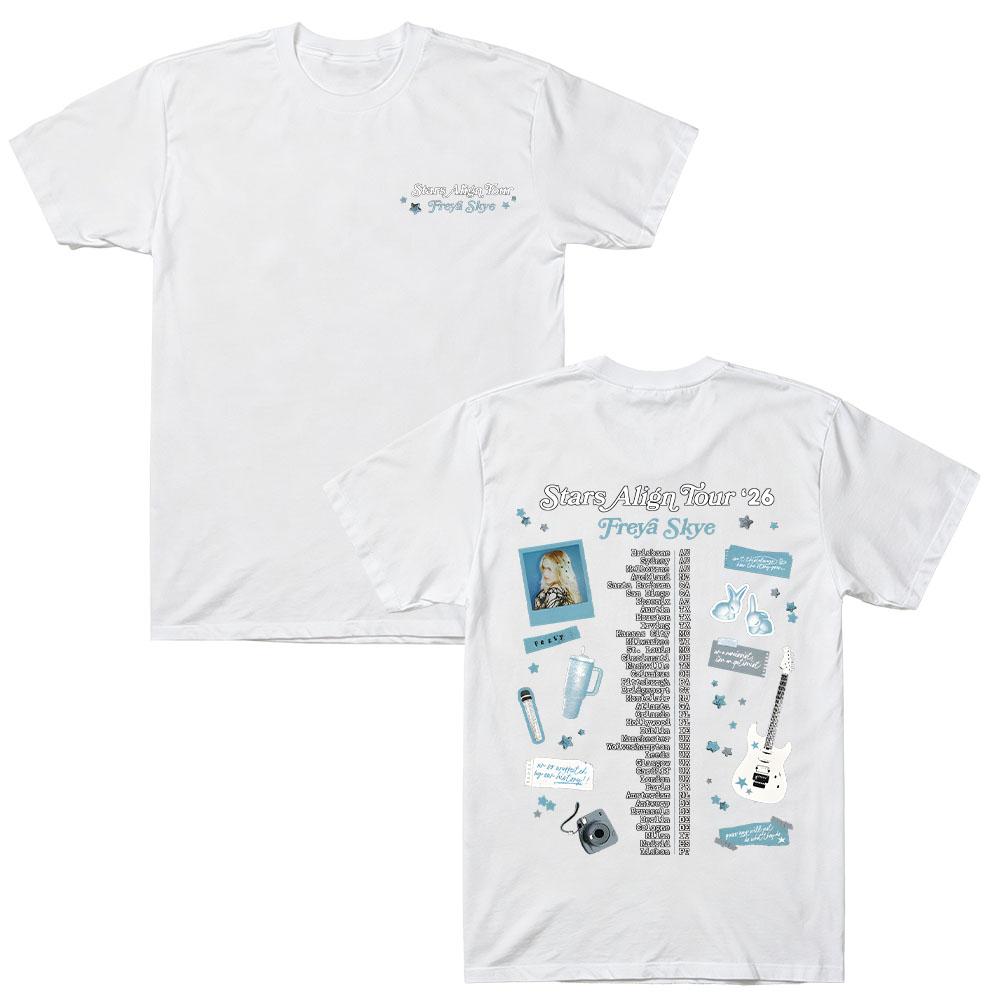 Scrapbook Tour Tee Freya Skye Stars Align Tour '26 Graphic Summer T-Shirt Cotton High Street Y2K Streetwear Unisex Casual Clo