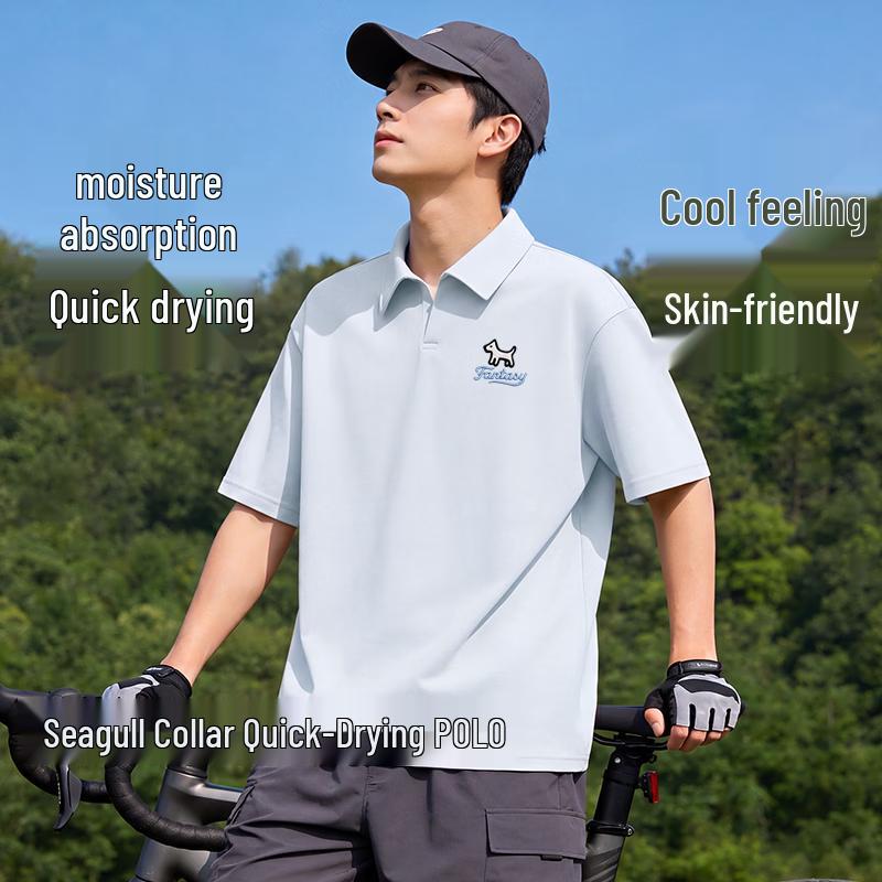 Xuezhongfei Men s Casual Polo Shirt with Dog Print L