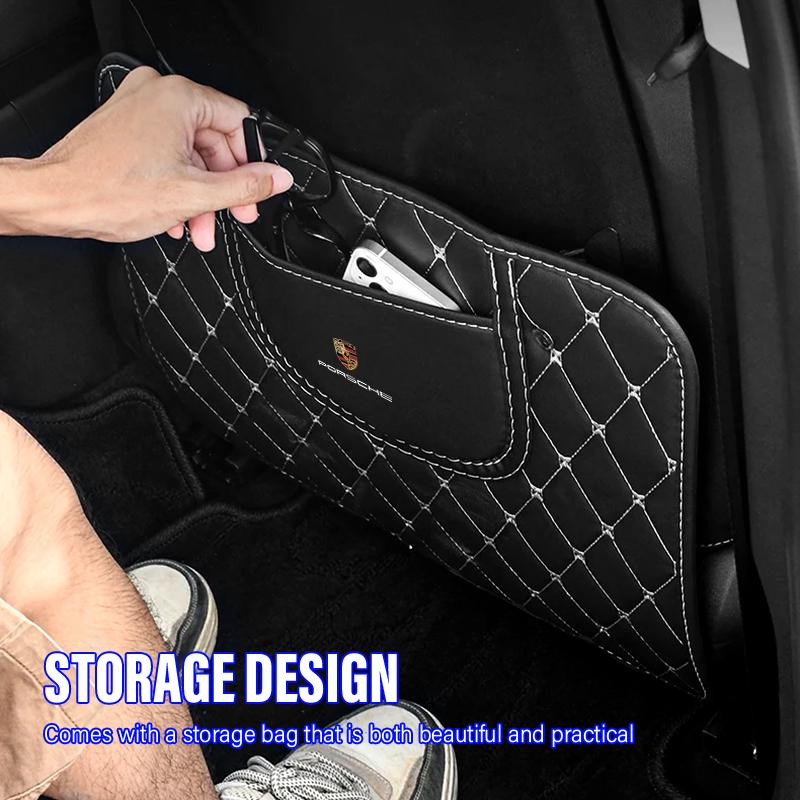 Leather Car Anti-Kick Mats Auto Seat Back Protector Cover For Porsche 911 Cayenne Panamera Macan Boxster Carrera-GT 928 918-Spyder