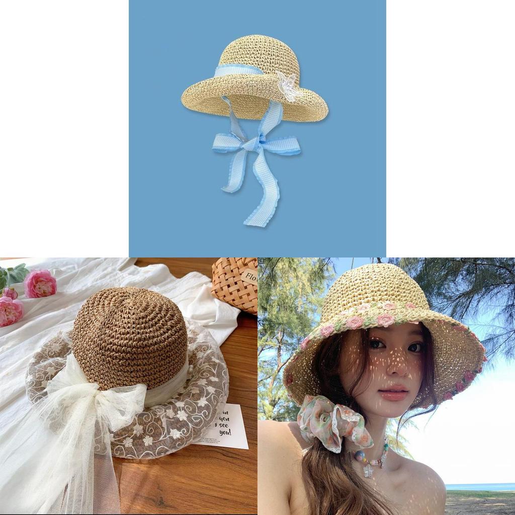 Chapeau de paille d'été à larges bords pour la protection solaire et l'amincissement du visage sans effort