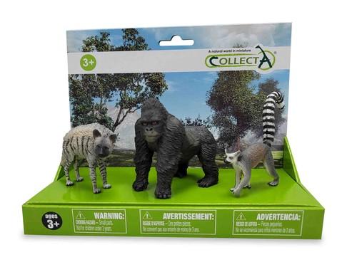 Collecta zestaw 3 dzikich zwierząt w opakowaniu hiena lemur goryl