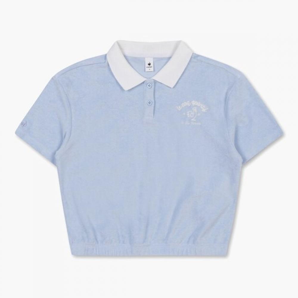 Le Coq Sportif Terry Crop Polo Collar T shirT Gbl   qp222TTs55