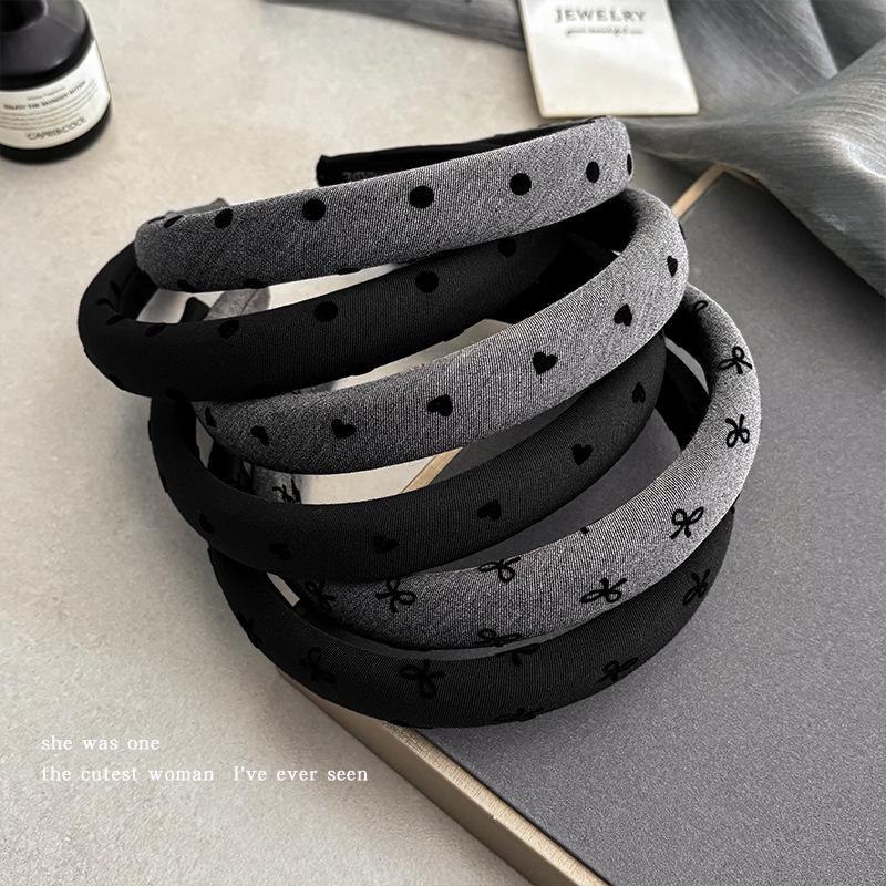 Women's Polka Dot Heart Headband: Non-Slip, High Skull Top, Wash Face Hair Accessory