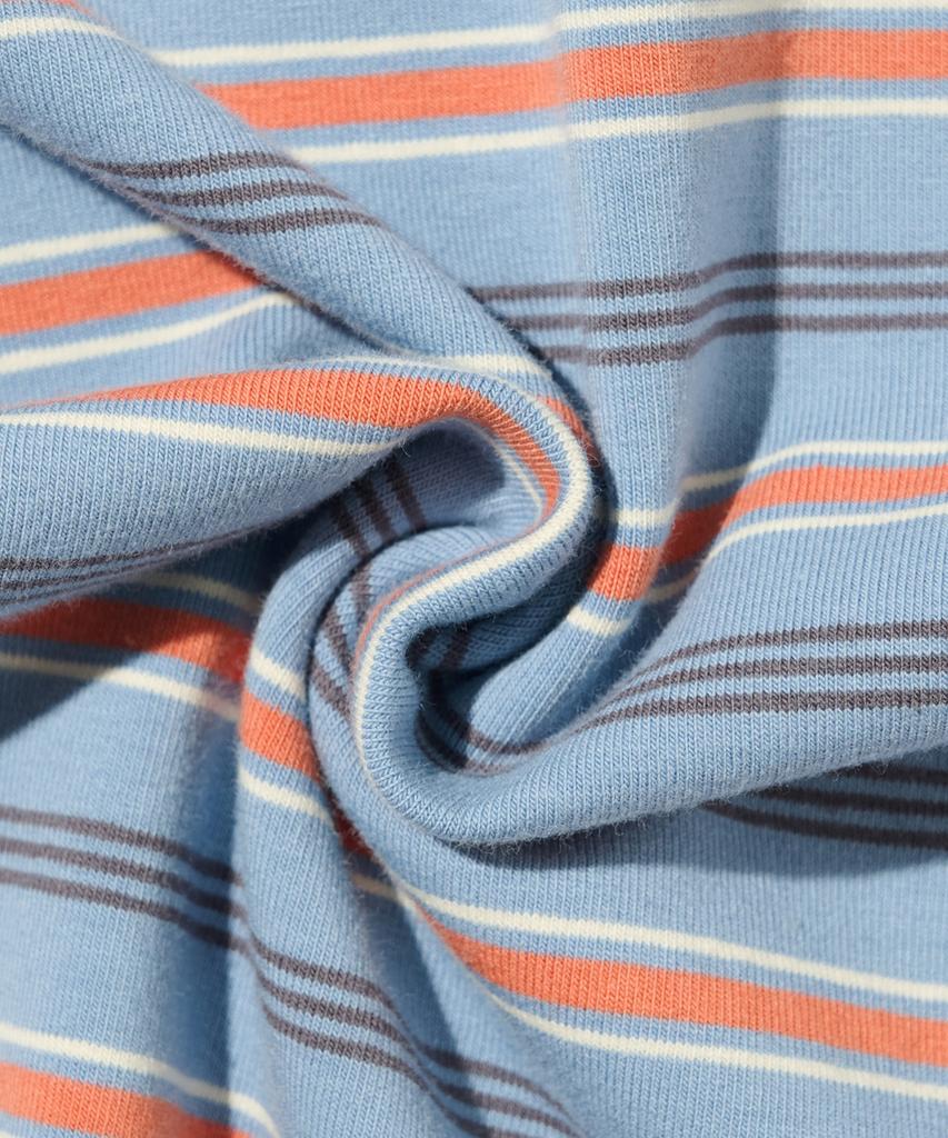 TAILOR STUDIO Authentic Soft Logo Stripe T-Shirt (Blue/Orange)