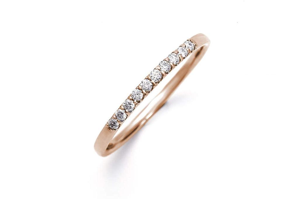 LEGAN Half Eternity Size 7 in 18K Pink Gold Natural Diamond Engagement Ring for Made in Japan Ring, [10 0.1ct Diamonds] Women,