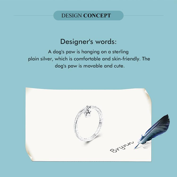 WOSTU Ring aus 925er-Sterlingsilber, schlichter süßer Hundekrallen-Ring für Damenringe, edler Schmuck