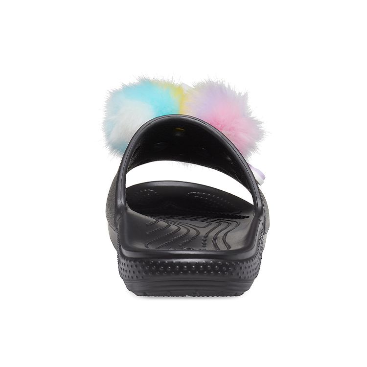 Crocs Classic Fur Sure Plush Simple Casual Slide Sandals Women Sandals Black 207406-001