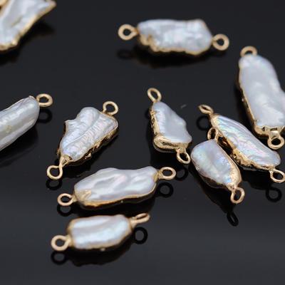 1Pcs/2pcs/5pcs Irregular Natural Freshwater Pearl Connector Gemstone Charms for Necklace Anklet Bracelet Sewing Craft Jewelry Accessory Making