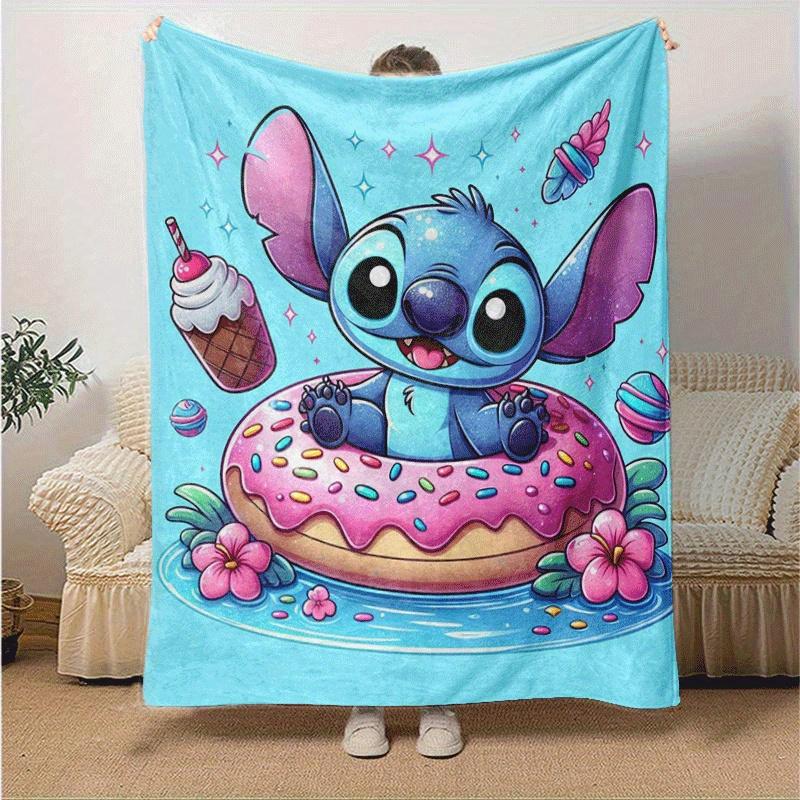 1pc Cute Stitch Printing Blanket - Soft, All-Season Throw for Living Room, Bedroom,Personalized Gift with Adorable Cartoon Design