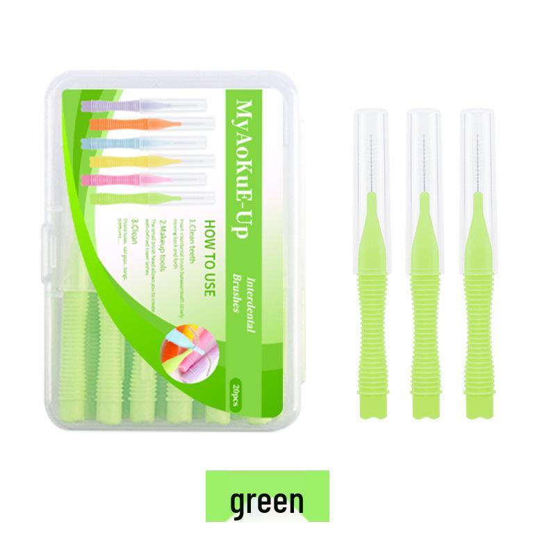 Zestaw szczoteczek międzyzębowych i ortodontycznych: 20 szczelin zębowych, mała brew, cylindryczne szczoteczki do rzęs - 20 sztuk