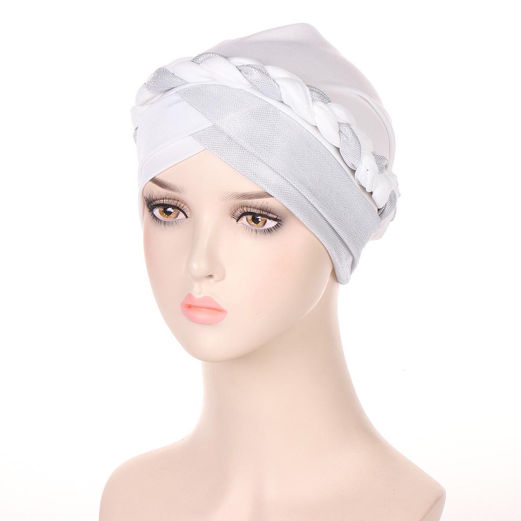Multicolor Lurex Stitch Milk Silk Braid Headscarf Hat