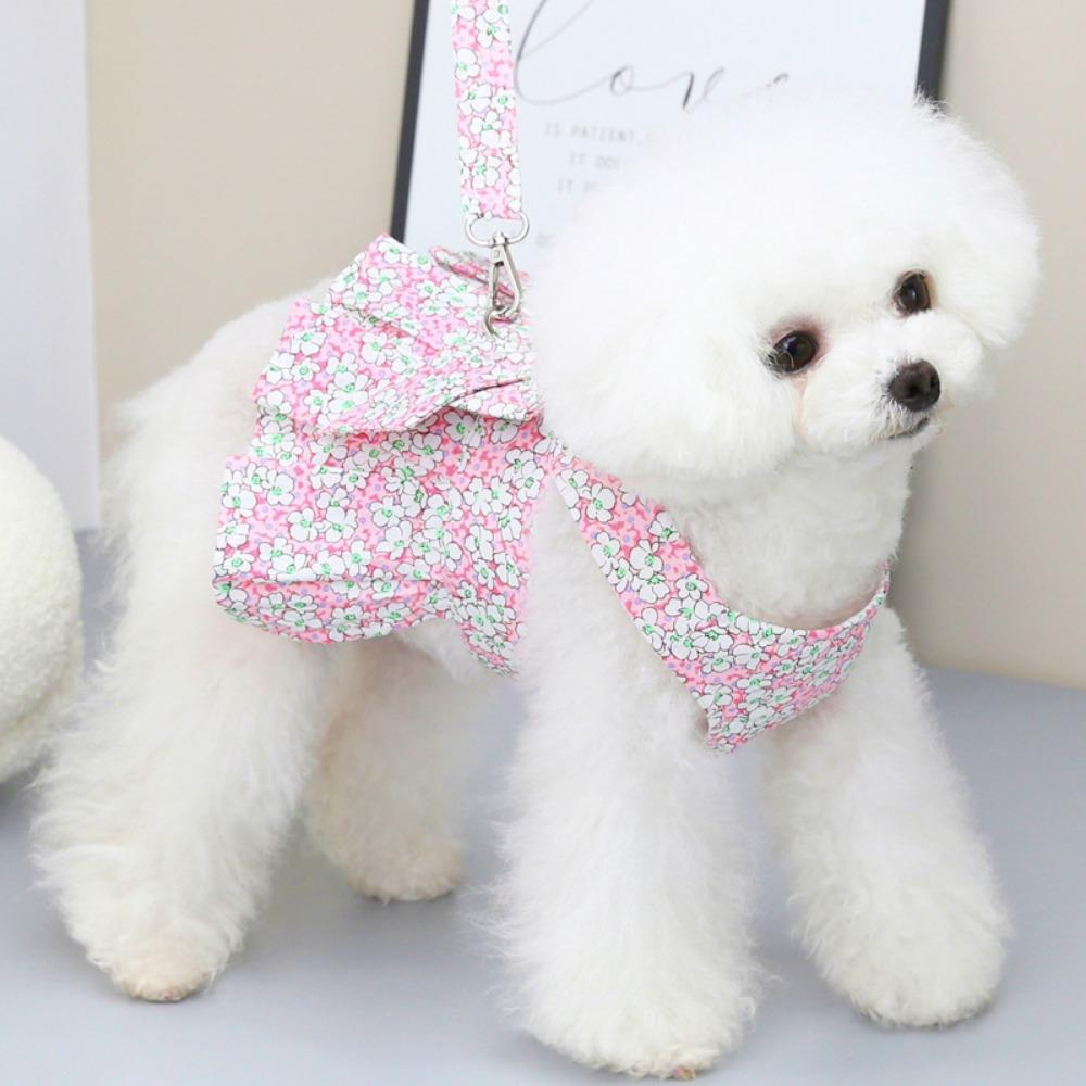 Pet Clothing Dog Leash Clothing Princess Skirt Chest Strap Small Dog Spring Summer