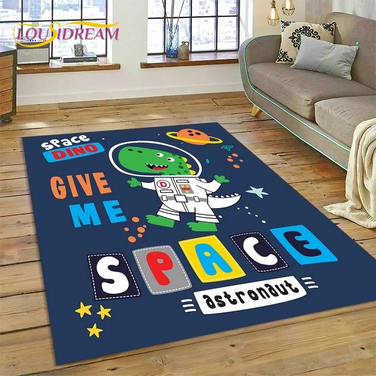 3D Cute Dino Cartoon Dinosaur Space Carpet Rug for Bedroom Living Room Home Sofa Decoration,Children Game Large Decor Floor Mat