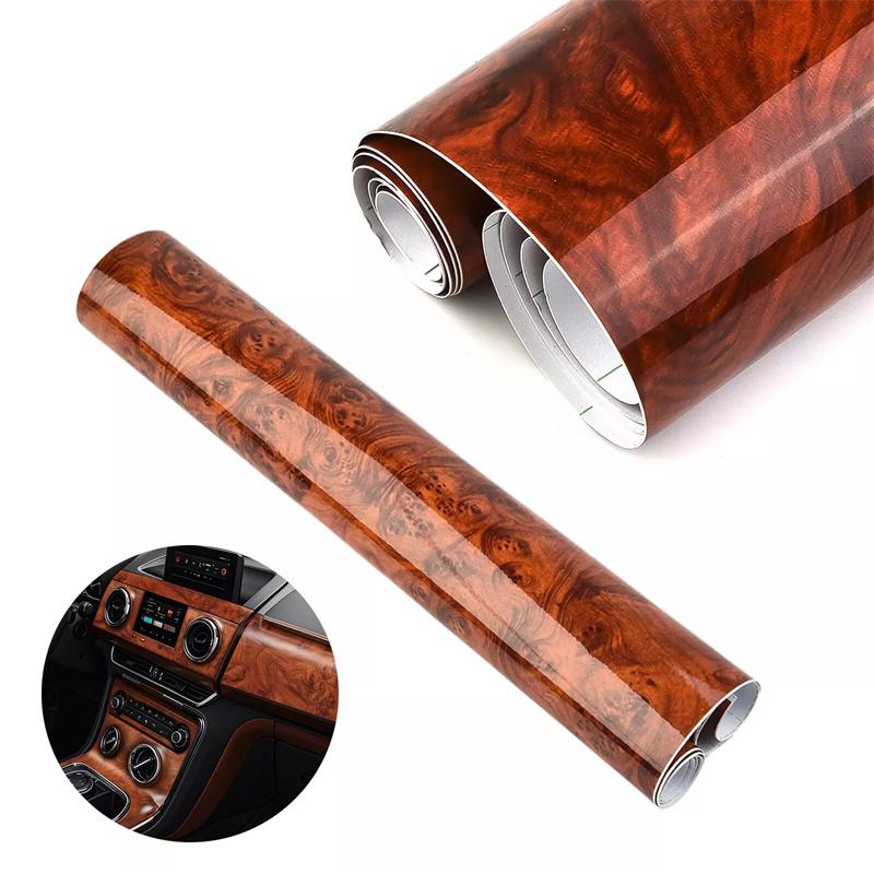 High Glossy Car Sticker Waterproof Car Internal Adhesive DIY Film Wood Grain Vinyl Decal Universal Auto Interior Accessories