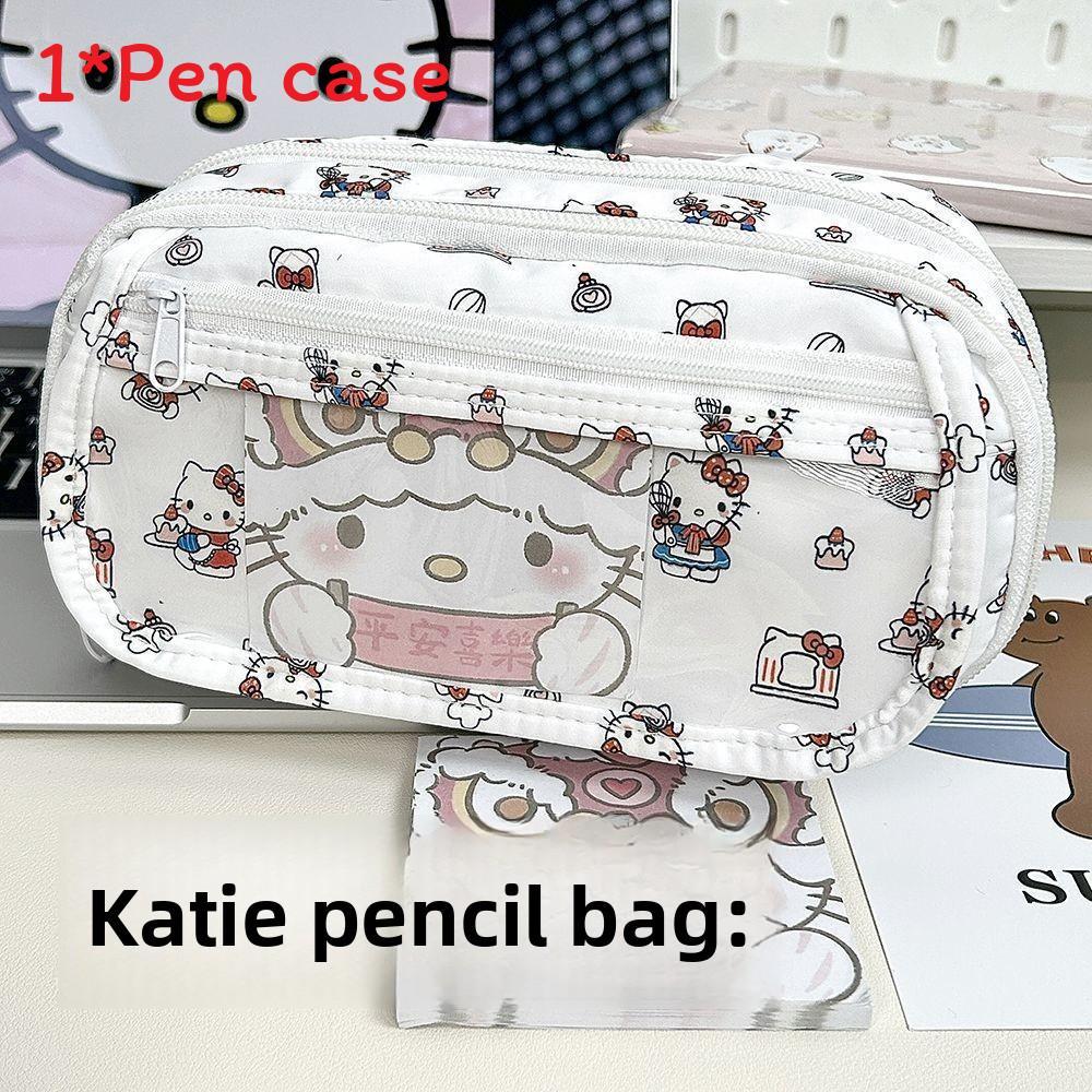 Estuche de Lona de Gran Capacidad con Patrón de Capibara Chiikawa y Ventana Transparente Para Estudiantes y Uso de Oficina