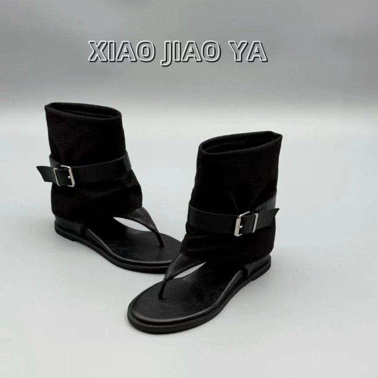 Cool boots Roman style toe casual cool boots cover boots 2025 summer new inner height increase casual trouser tube boots