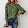Camicia Casual alla Moda da Donna con Collo Alto e Bottoni Manica Lunga