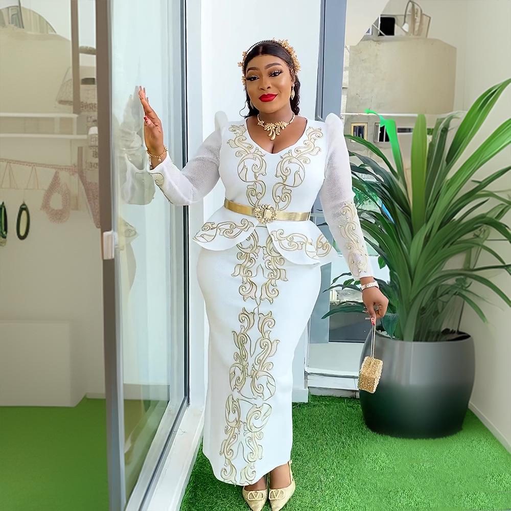 Luxury Beaded V-neck Plus Size Evening Dress for Women