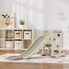 3 in 1 Kids Slide with Climber, Basketball Hoop and Ball, Foldable Indoor Toddler Slide for Ages 2-5, Cream White