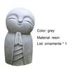 Statue Decorative Durable Resin Grey Little Jizo Buddha Sculpture for Outdoor