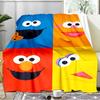 Colorful Sesame Muppets Together Blanket Flannel Throw for Sofa, Indoor, Camping, Living Room, Office, Chair, And Bed Soft Birthday Gift