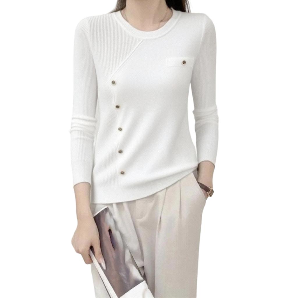 Women's Gentle And Stylish Design, Slim And Versatile Knitted Bottoming Shirt